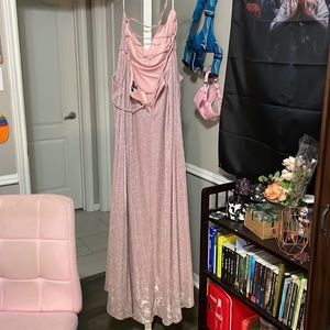 Baby Pink Glitter Prom Dress